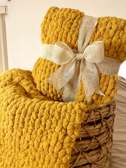 butterscotch yellow chunky blanket | home design